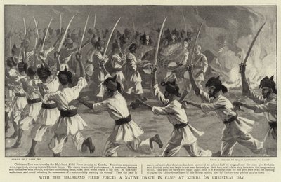 With the Malakand Field Force, a Native Dance in Camp at Komda on Christmas Day by Joseph Nash